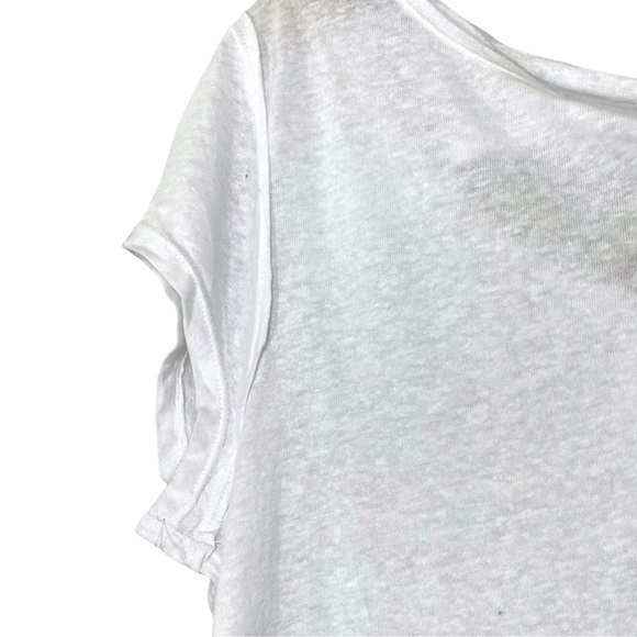 Free People Linen Short Sleeve Keyhole June T-Shirt white size M - Picture 4 of 8